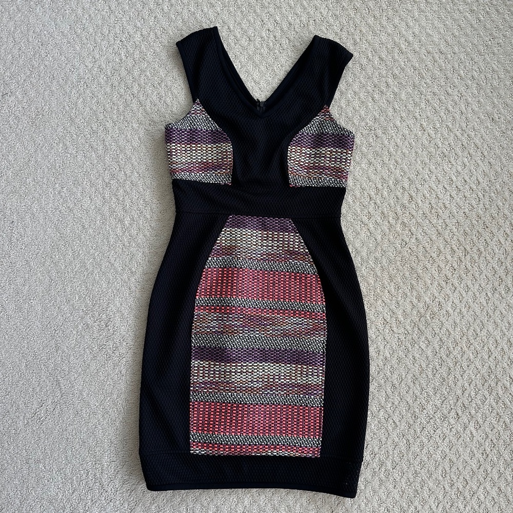 Yoana Baraschi Black Neon Tweed Sleeveless Sheath Dress 6 Y2K Artsy Designer